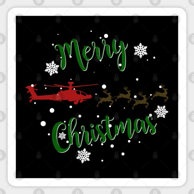 Gun Pilot - AH-64D Apache Reindeer Merry Christmas Sticker by Aviation Designs